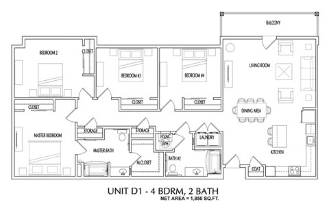 4 bedroom 2D Floorplan-Oleanders at Broadway